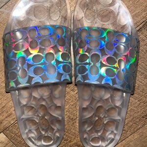 Coach Holographic Iridescent Slide Sandals Womens size 9.5